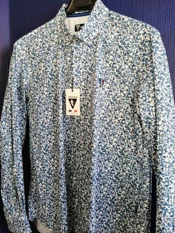 CHEMISE ML CAMBE BLUE FLOWERS